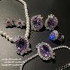 Lavender Purple Egg-Shaped Gemstone Petal Pearl Necklace, Papalacha, Princess Pink Purple Flower Zircon, Bracelet.