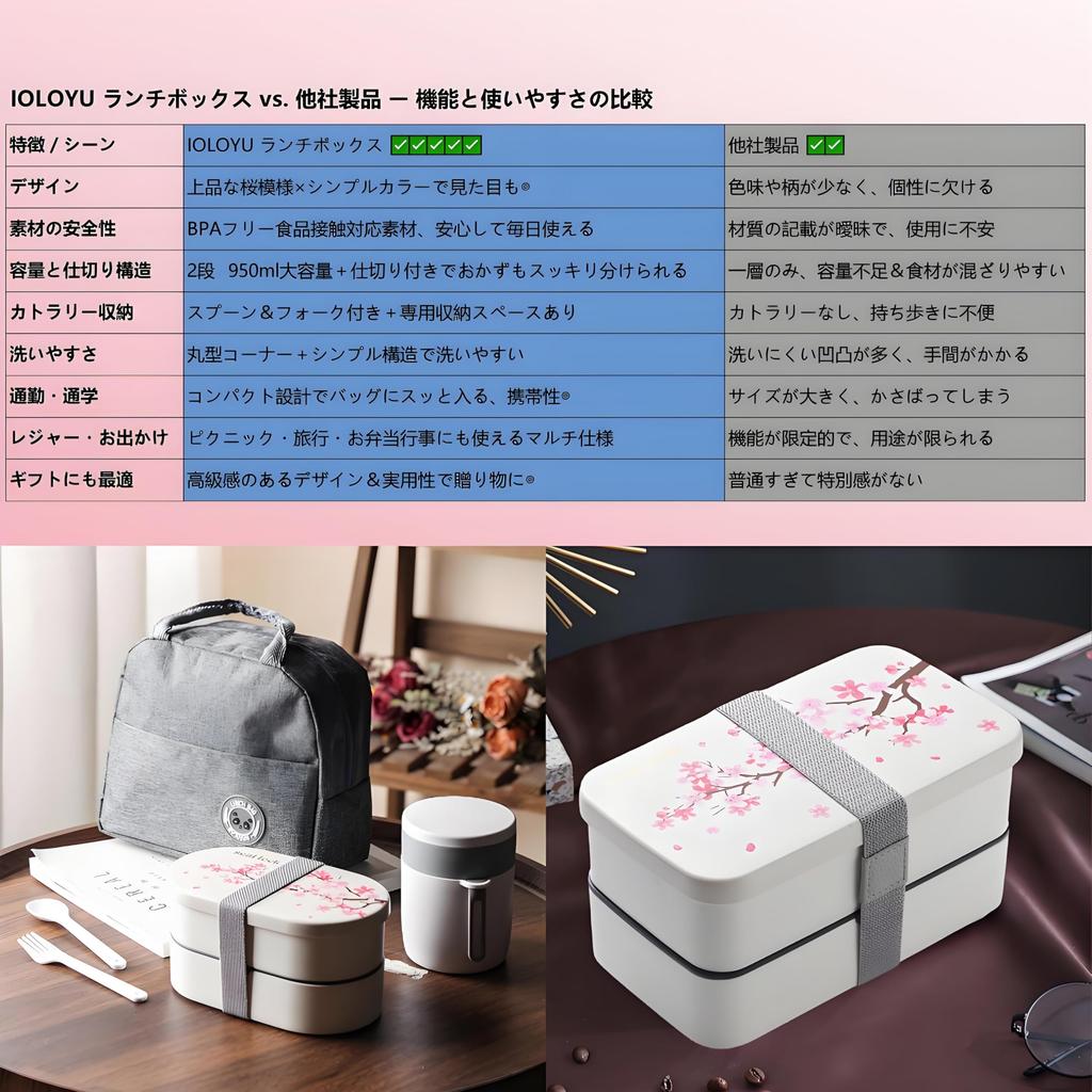IOLOYU Bento Large Capacity Lunch Box for Men and Elementary School High School and Bento Picnic Bento Box Easy to Large Slim Bento Simple and Large