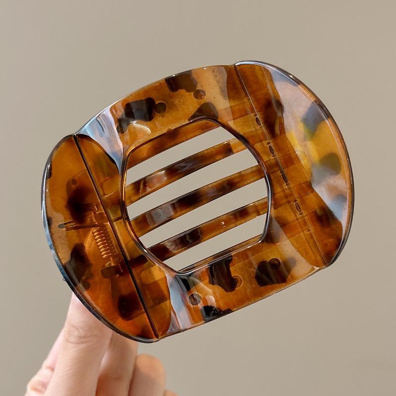 Bequeme Abalone Krallenklemme für Frauen - Vollständig zurückliegender runder flacher Hochsteckfrisur & gebogener Pferdeschwanz Haarschmuck