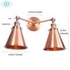Vintage Style Wall Light Red Bronze 2-lights Industrial Bronze Wall Sconce E27 Metal Shade Vanity Lamp Bathroom Mirror Lighting