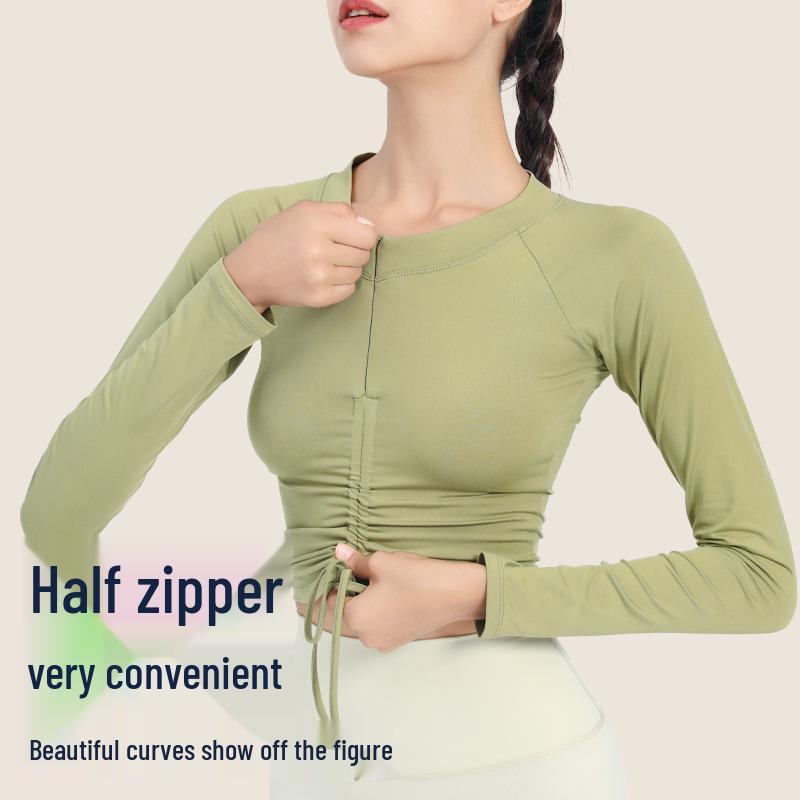 

Women s Yoga Sport Top: Long Sleeve, Tight Drawstring, Autumn/Winter Fitness Shirt L