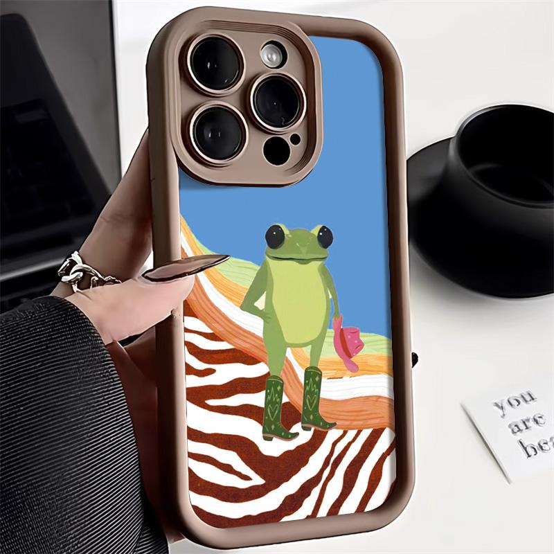 Cartoon Cute Frog Phone Case For iPhone 15 Pro Case funda iPhone 11 13 12 14 16 Pro Max XR XS X 7 8 Plus SE Soft Cover Bumper
