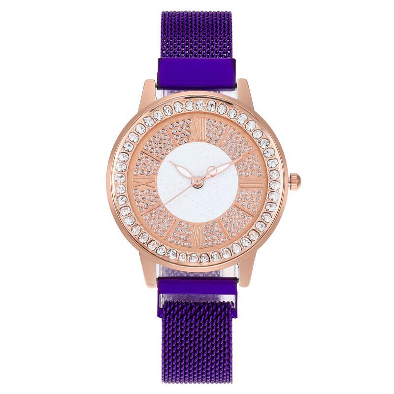 Ladies Watch With Metal Band And Quartz Movement For Stylish Women Purple