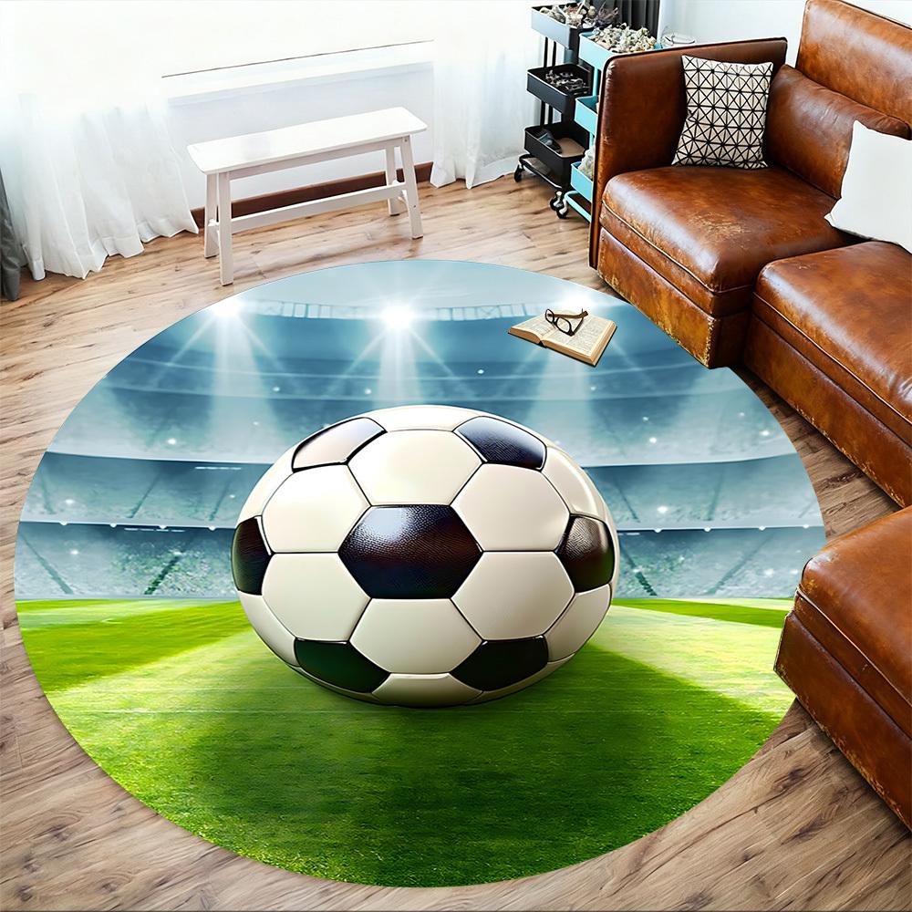 1pc soccer ball stadium Round Chair mat Area Rug - Non-Slip, Floor Mat for Office, Bedroom, and Indoor Decor c1125092