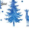 Fresh Watercolor Style Window Art Christmas Sticker Non Adhesive Blue Elk Snowflake Tree Removable PVC Holiday Decorations Wall Decal Static