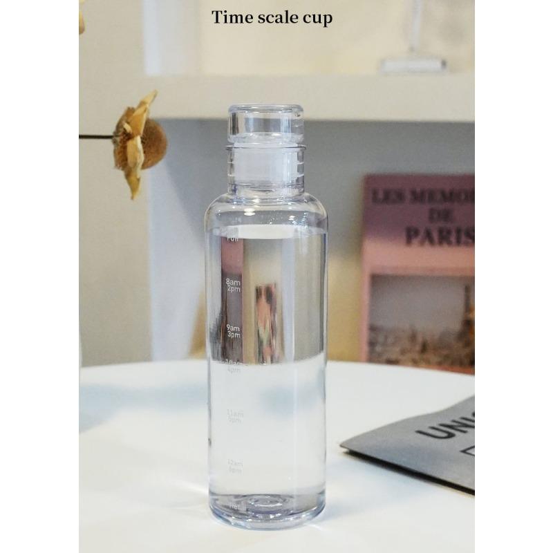 Time Scale Bottles Reusable Plastic Bottles Juice Bottles Water Bottles with Time Markers Portable Large Capacity Travel Bottles