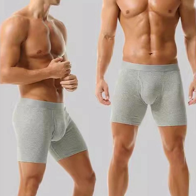 Men's Large Size Breathable and Comfortable Cotton Boxer Antibacterial Mid-Rise Solid Color Panties