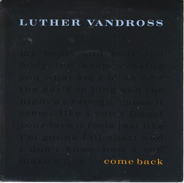 

7-дюймовая пластинка LUTHER VANDROSS Come Back LUTH10 Epic 1989 UK SoulFunk Б/у