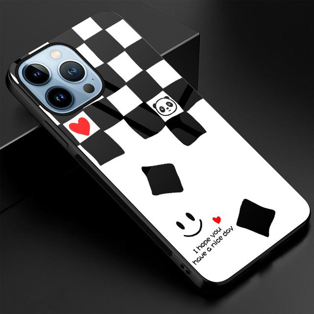 Cartoon Cute Smilely Case For Iphone 14 13 11 12 Pro Max Mini Xs Xr X 7 8 6s Plus Se 2022 Tempered Glass Protection Shell Coque