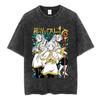 Washed Vintage Anime Frieren Beyond Journeys End Himmel Tshirt Men Women Fashion Harajuku Short Sleeve Cotton Casual Tshirts
