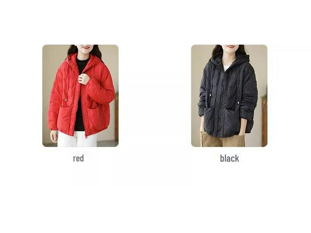 Damen Kapuzen Leichte Daunenjacke - Kurz Einfarbig Modisch Warmer Wintermantel 2025