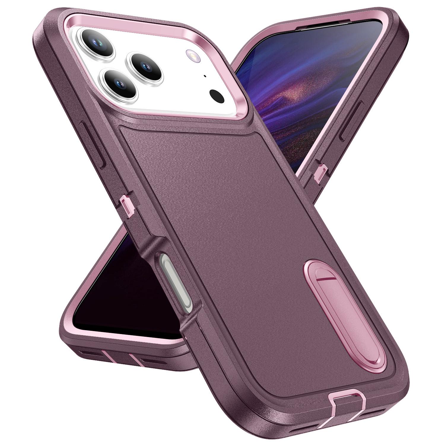 

3IN1 Military Armor Hybrid PC+TPU Hard Phone Case For iPhone 17 Pro Max Air 14 15 Plus 16E 11 12 13 16 Pro Stand Protector Cover iPhone 12