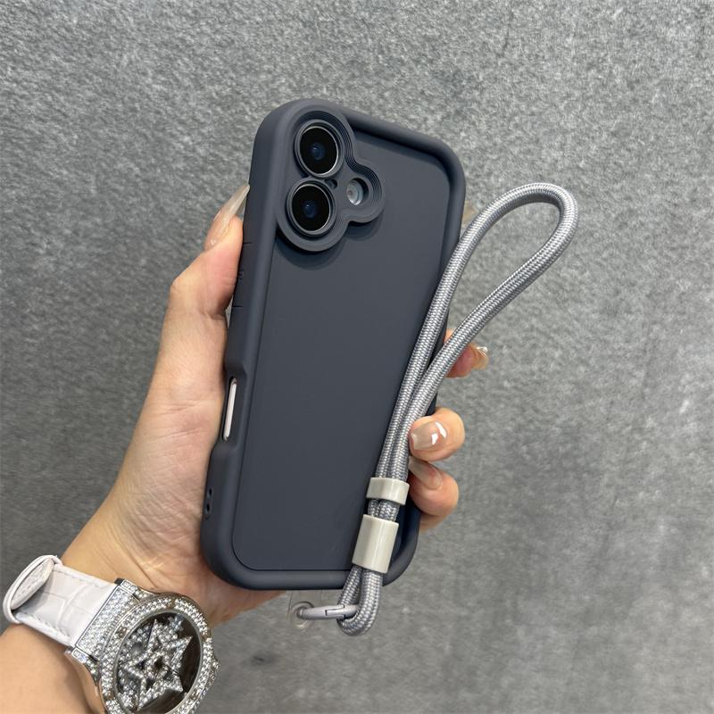 Candy Color Soft Silicone Rubber Case for iPhone 16 15 14 Plus 13 12 11 Pro Max Matte Shockproof Camera Protection Strap Cover