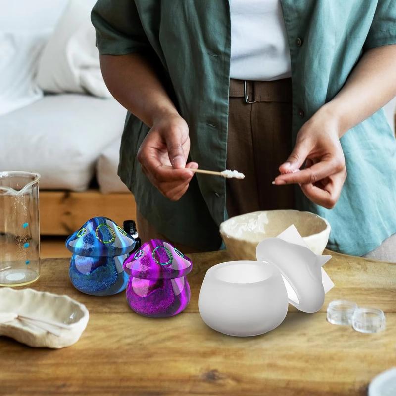 Mushroom Jar Resin Mold Silicone Epoxy Mold Jar Mold With Lid Epoxy Resin Casting Diy Storage Container For Jewelry Candy Craft