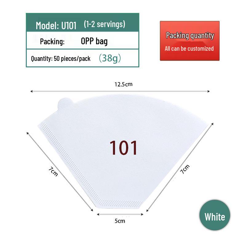 

Fan-Shaped Hand-Pour Coffee Filter Paper, Raw Wood Pulp, V60 Type 04, Hanging Ear Design