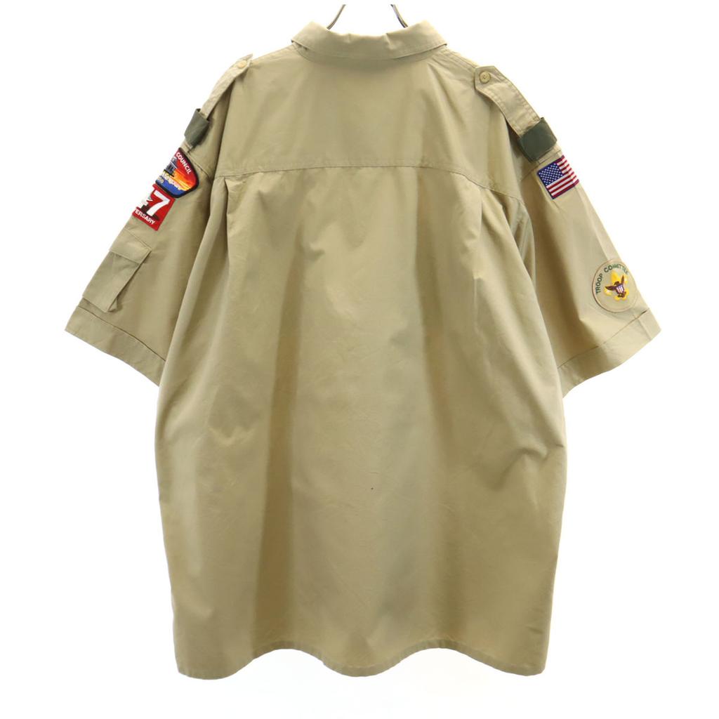 BOY SCOUTS OF AMERICA Krátkorukávová pracovná košeľa 2XL Béžová Veľká veľkosť Pánska Použitá