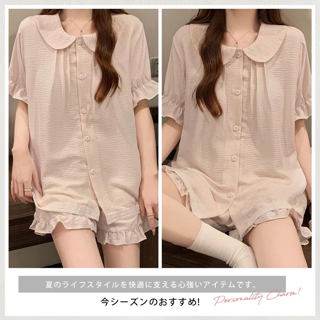 Catorfarious Summer Short Open Cherry Top and Bottom Breathable Women's Pajamas, Sleeves, Front, Shorts, 100% Cotton, Pattern, Skin-Friendly,