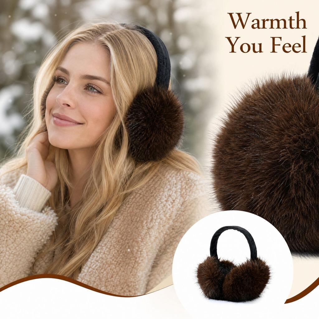Foldable Warm Ear for Winter, Furry Ear Warmers for Women and Men, Cold Outdoor