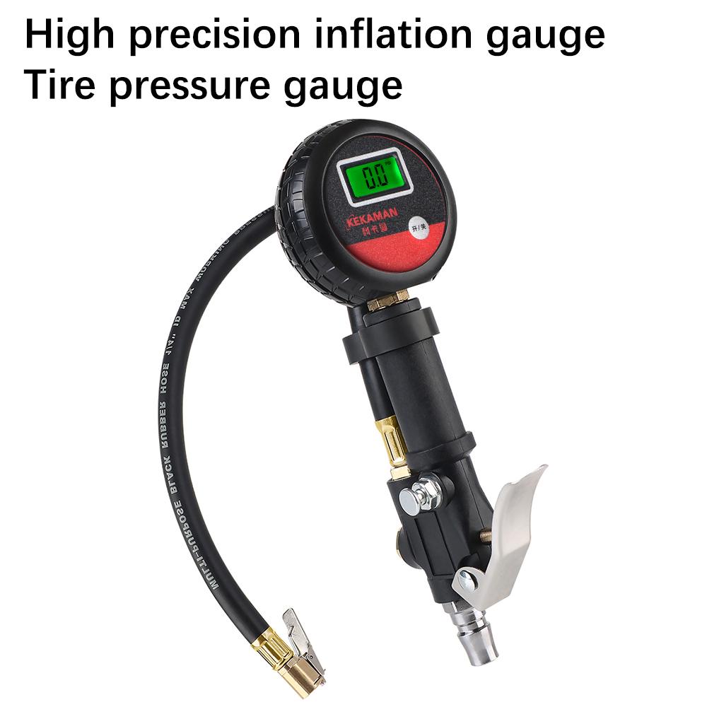 Car Tire Inflator With Tyre Pressure Gauge Hose Valve Nozzles 0-200PSI Digital Tyre Monitor Tester for Motorcycle Bike Inflation