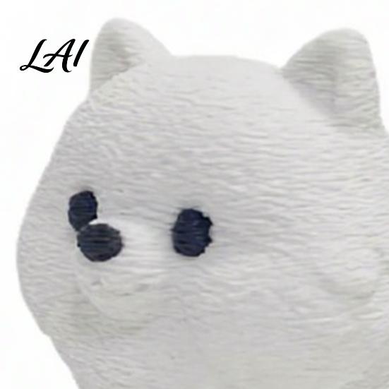 Durable 3D Print Dog Printing Ornament White Matte Texture Fluffy Figurine Figurine Mini Size Statue for Home Office Desk Decoration Healing Animal