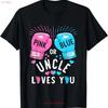 Pink Or Blue Uncle Loves You Boxing Gender Reveal Party T Shirt for Dad Mo Vintage Washed Stylish Stretched Graphic Casual