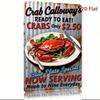 Rustic Blue Crab Metal Wall Art Vintage Tin Sign Home Decor