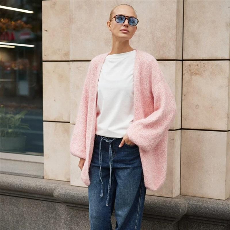 Knitted Cropped Women's Sweaters Cardigan Long Sleeve Sweater Coat Autumn Winter Chic Casual Outerwear Knitwear Top