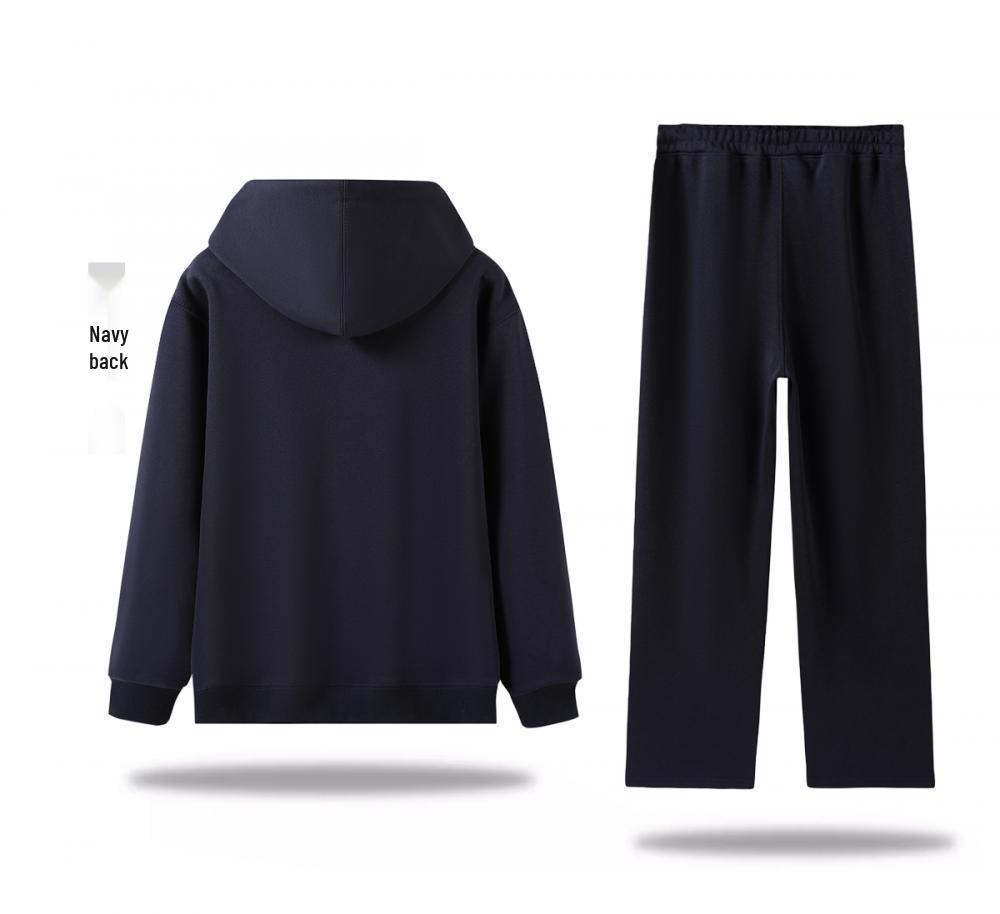 2025 Women's Autumn/Winter Hooded Sweatshirt & Flat Hem Sweatpants Set - Trendy American Brand Loose Fit, 300g Weight.