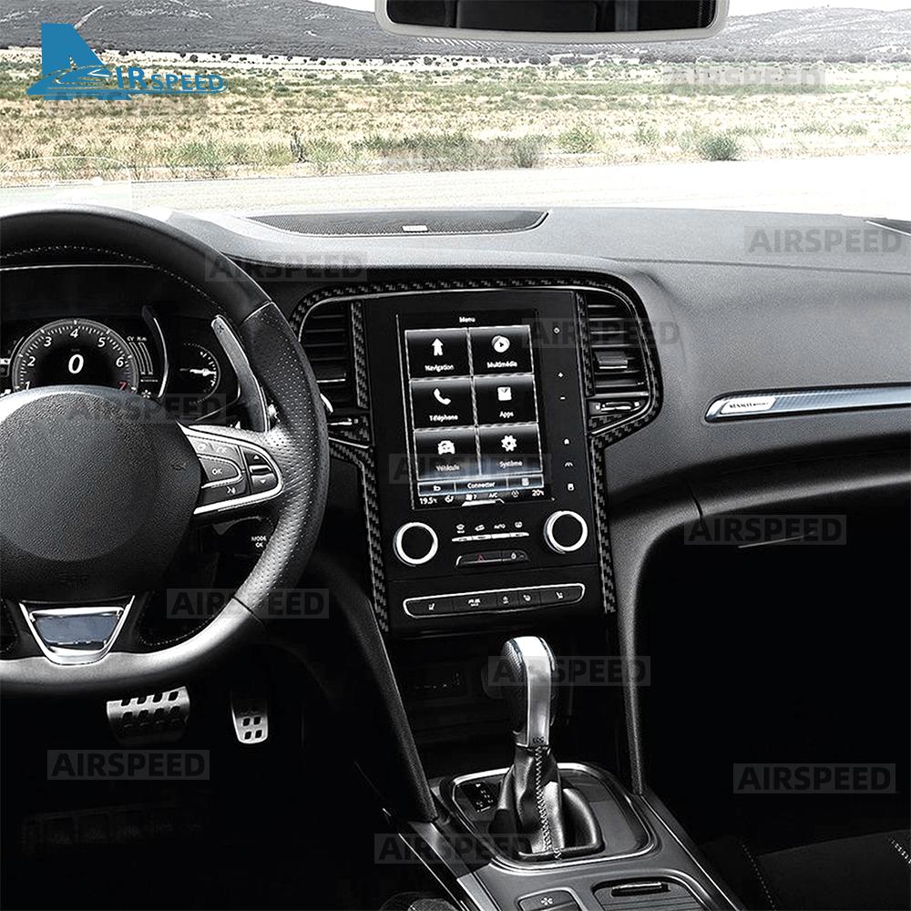 Real Soft Carbon Fiber Sticker For Renault Megane 4 2016 2017 2018 2019 2020 2021 2022 2023 2024 2025 Center Console Screen Trim
