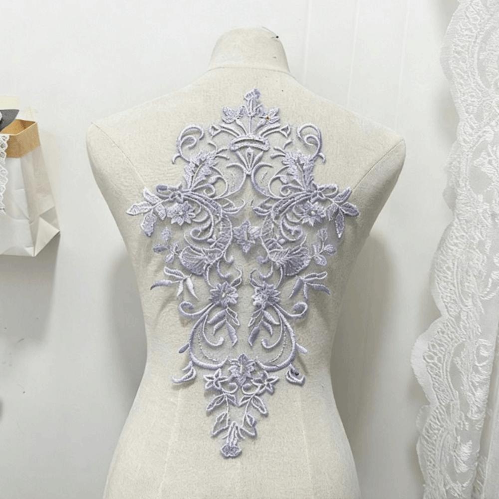 Ручная Вышивка Цветами Аппликация Великолепная Отделка Аксессуары для Одежды Тканевая Аппликация Вышитые Цветы Нашивки Вечернее Платье фиолетовый