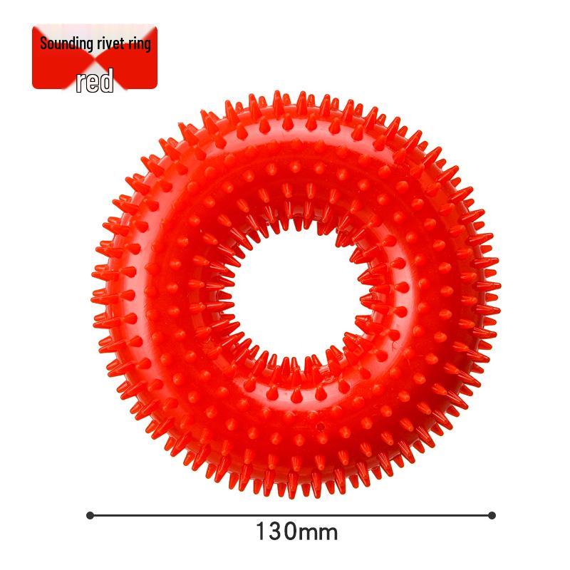 

Aisenweil Durable Squeaky Dog Chew Ring - Soft Rubber, Spiky Design for Dental Cleaning, Safe on Gums.