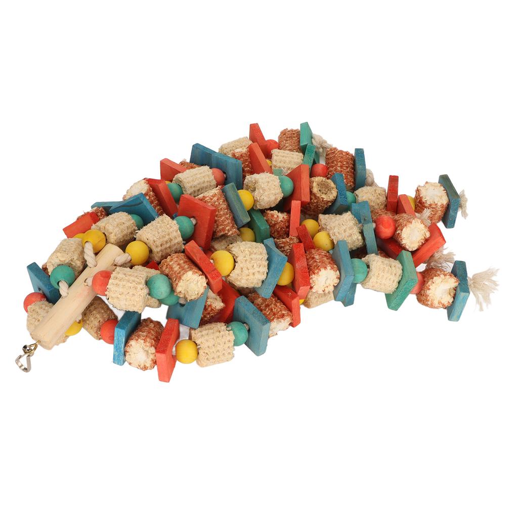 Parrot Chewing Toy Wood Corn Cob Colorful Hanging Large Bird Bite Toy for Parakeet Cockatiel