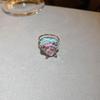Trendy Adjustable Pink Heart Zircon Ring for Women