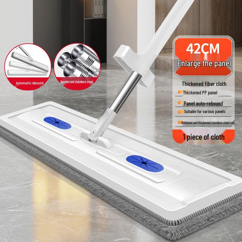 Hands-Free Rotatable Flat Mop for Dry & Wet Use with Absorbent, Enlarged Head