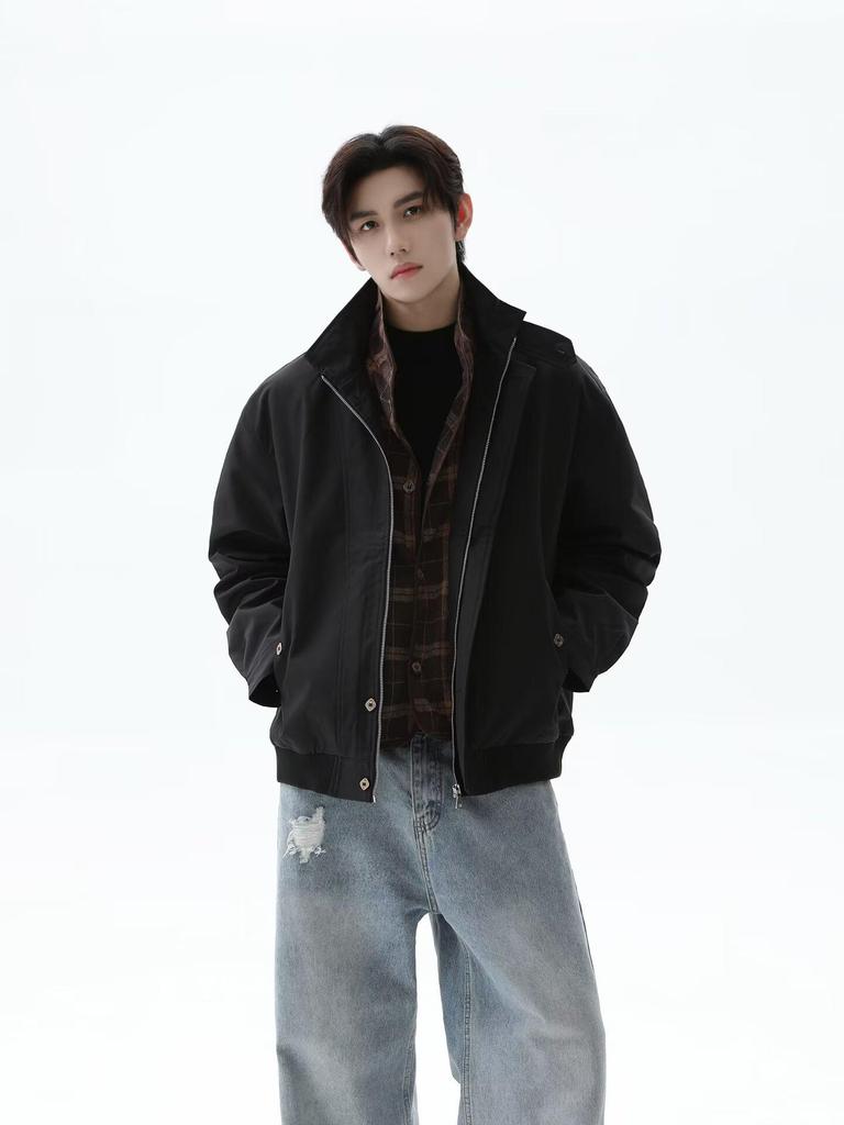 Men's Trendy Stand Collar Fake Two-Piece Workwear Jacket - 2026 Spring/Autumn Collection