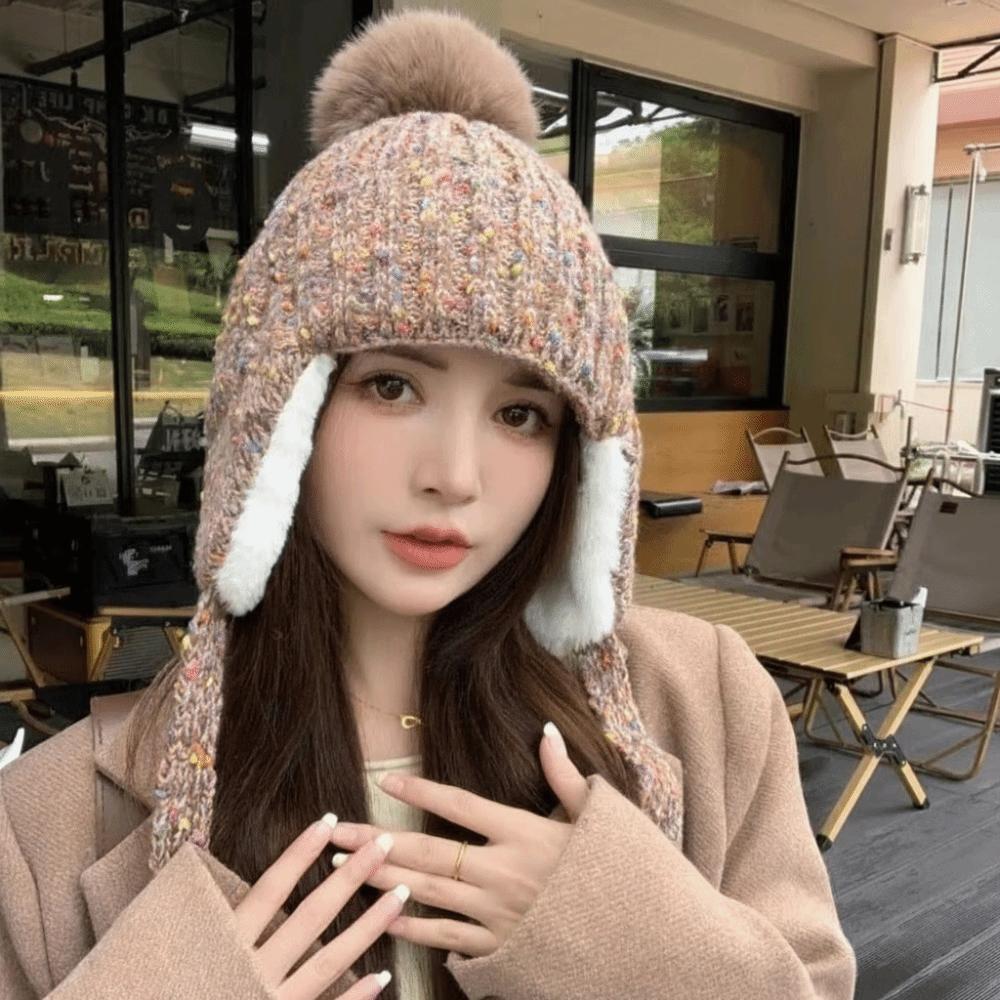 Windproof Knitted Cycling Hat Thickened Cold Proof Hat Warm Winter Knit Cap for Women Girls