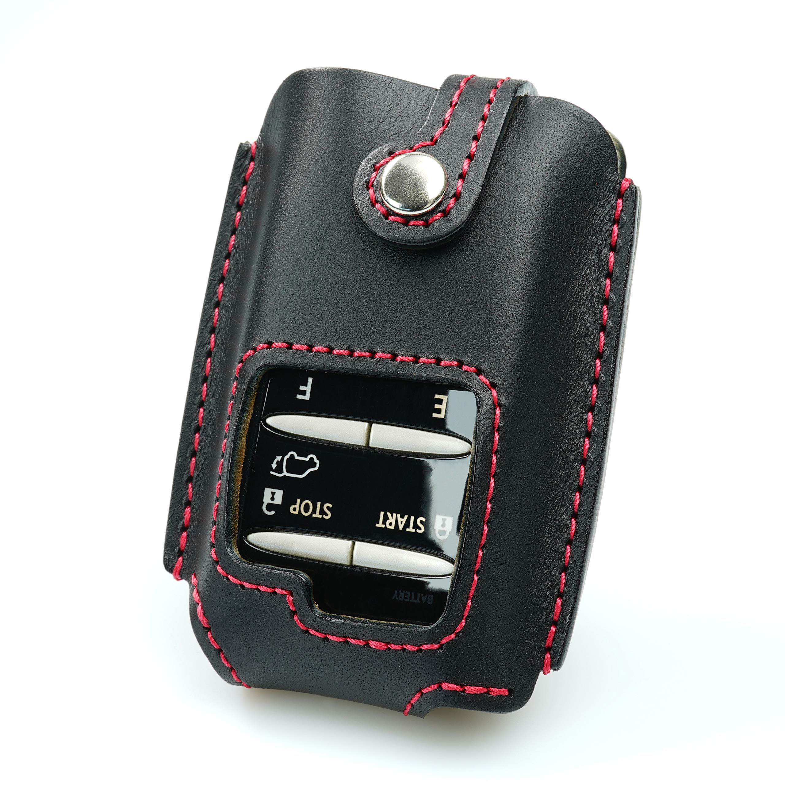 

Kawachaya Lexus Compatible Remote Start Smart Key Integrated Type Genuine Leather Case for LS, GS, IS, NX, RC, HS, RX, CT, LX (Lexus-S) (Black/Red)