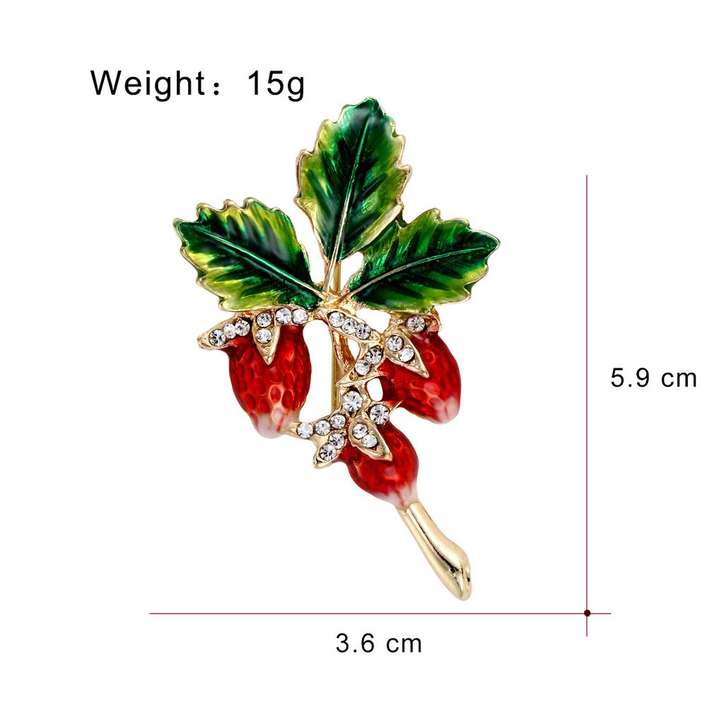 Retro Rhinestone Fruit Plant Brooch Shiny Crystal Strawberry Pin Men Women Clothes Bag Hat Accessories Jewelry Gift