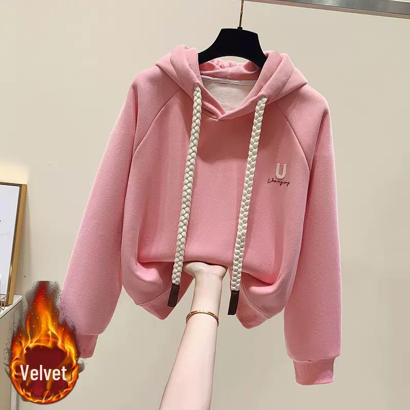 Women's Fleece-Lined Hooded Sweatshirt - New 2024 Petite Winter Dopamine Style