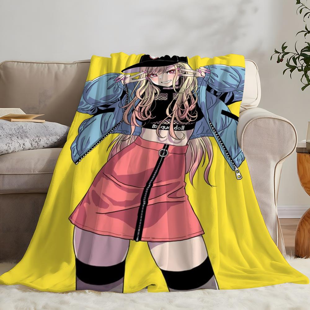 Anime Kitagawa Marin Kuscheldecke Flanell: Weiches, kinderfreundliches, warmes, antistatisches, waschbares Ganzjahres-Schlafsofa für Zuhause
