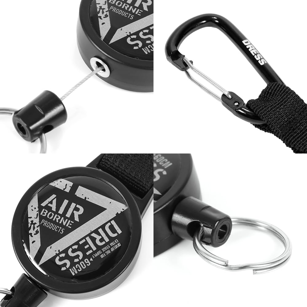 [DRESS] Carabiner Pin-on Reel Line Cutter, Scissors for Line, Knots, Leaders, PE Fishing, Portable, Lightweight, Compact, Keychain, Black
