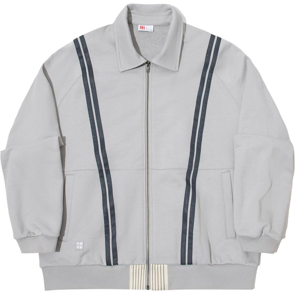 Li Ning X Keh Forme Trend Sports Series Loose Striped Collar Zipper Jacket Unisex Jackets Light-Gray AFDUD35-2