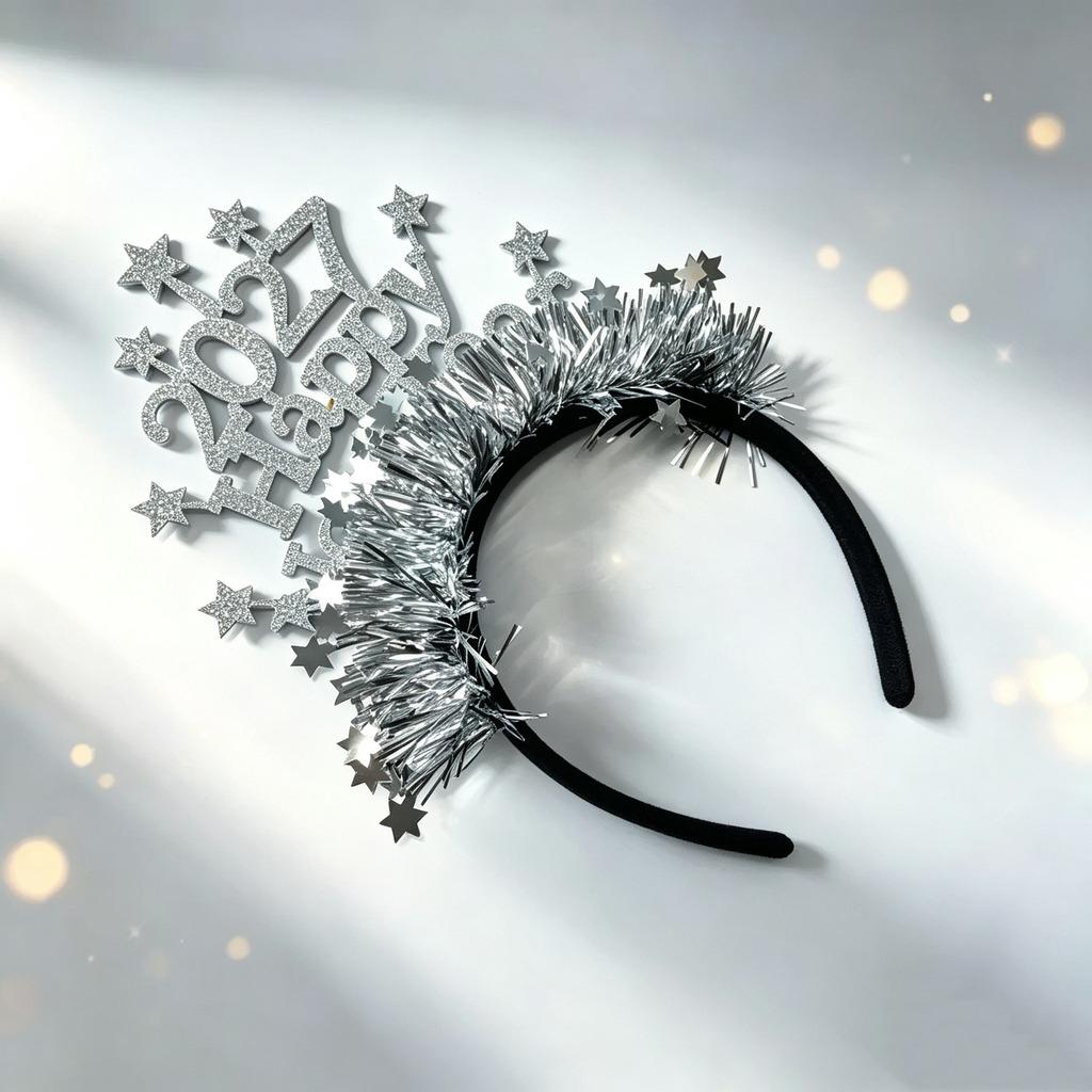 Party Photo Prop Dimensional Kids Party Headband Happy New Year Headband Black Fabric-Covered Stage Performance Headband