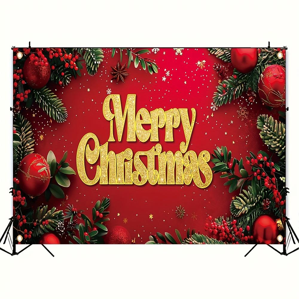Merry Christmas Banner - Multi Functional Holiday Background Fabric with Festive Red Merry Christmas Pattern