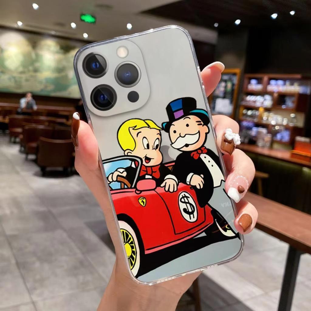 Catoon Dollar Alec Monopoly Phone Case For iPhone 16 15 14 13 12 11 Pro Max XS X XR 7 8 SE Shockproof Bumper Back Cover