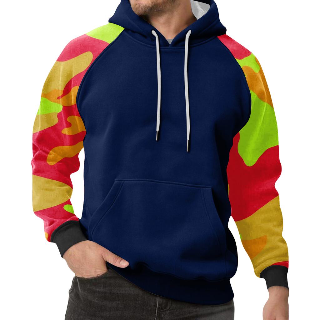 Erkek Kamuflaj Sweatshirt Kapüşonlu Erkek Spor Büyük Beden Günlük Sweatshirt