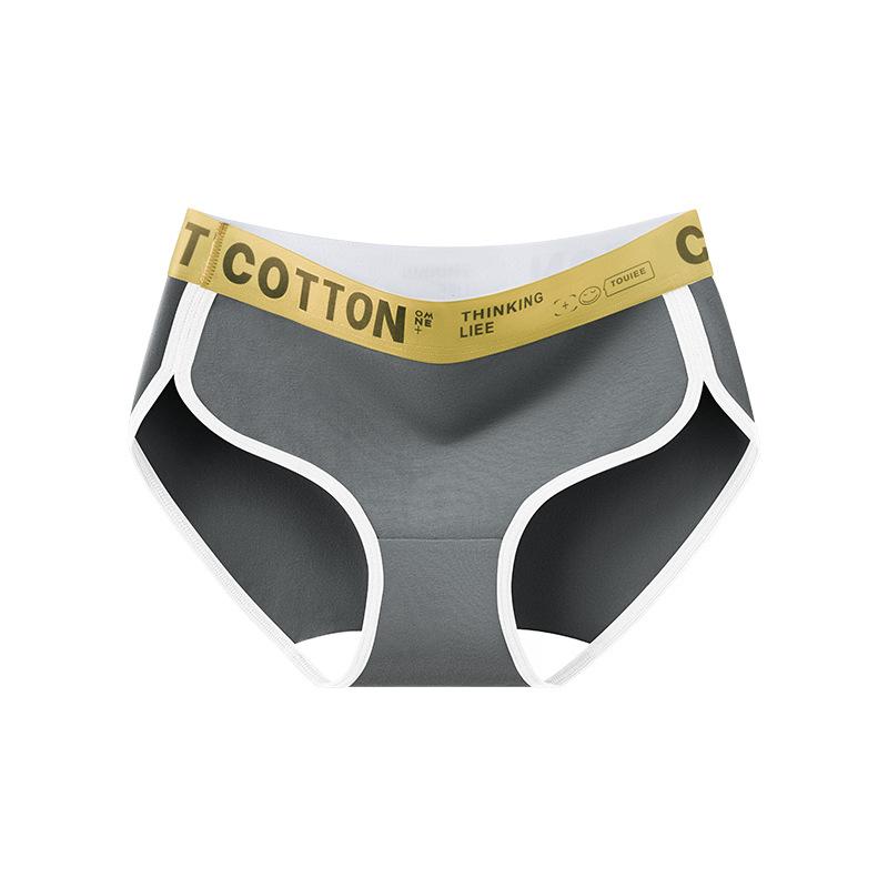 

Ladies Spring and Autumn New Cotton Antibacterial Extension Crotch No Mark High Split Middle Waist Triangle Briefs XL темно-сірий колір