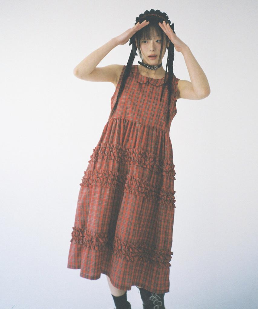 Keulleosseutyudio Tartan Check Frill Dress - Red