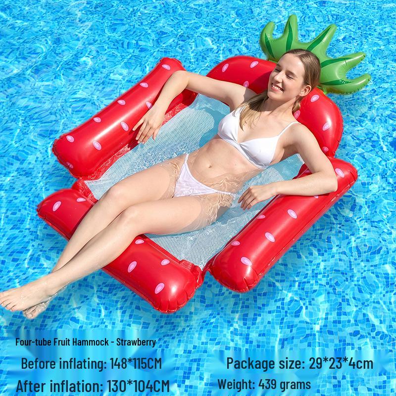 Tumbona Flotante Inflable Plegable Transfronteriza con Respaldo y Malla