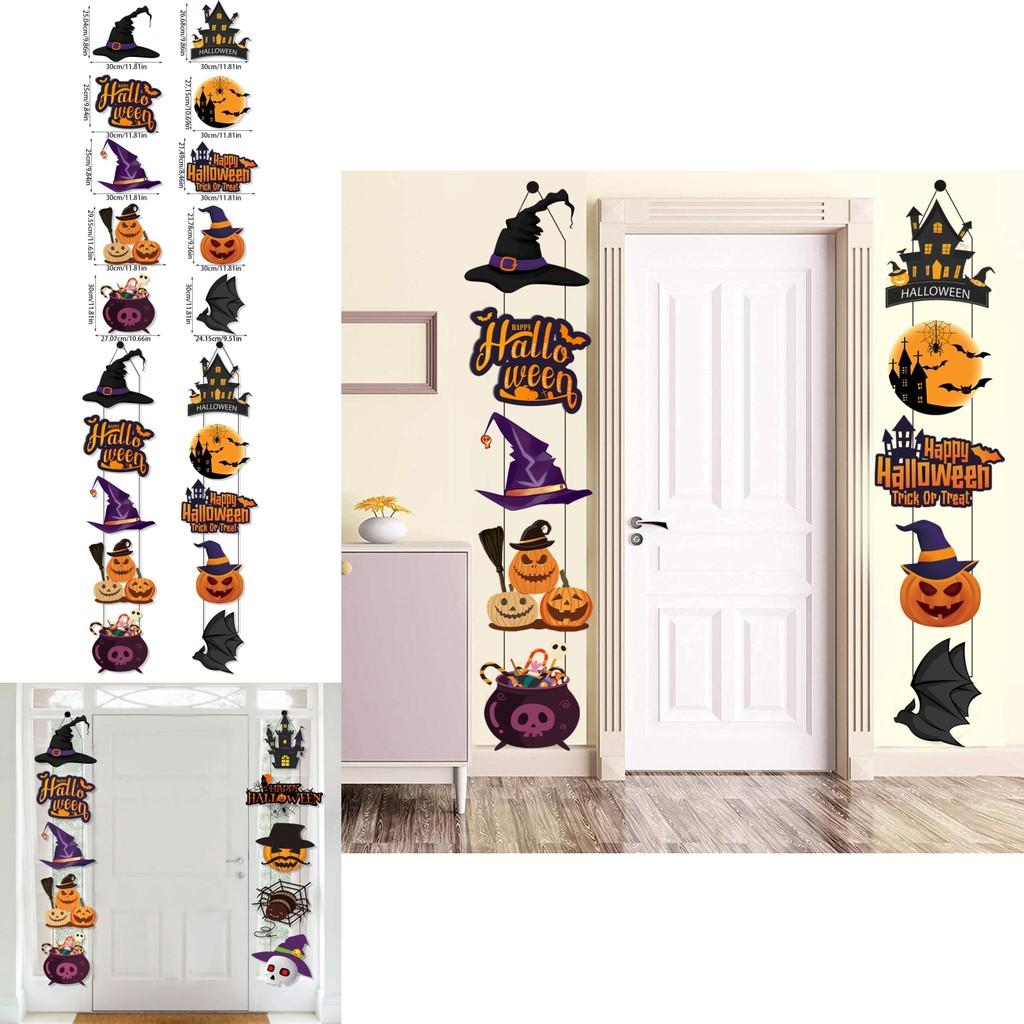 Halloween Door Scene Setter With Paper Pumpkin And Bat For Trickortreat And Party Atmosphere
